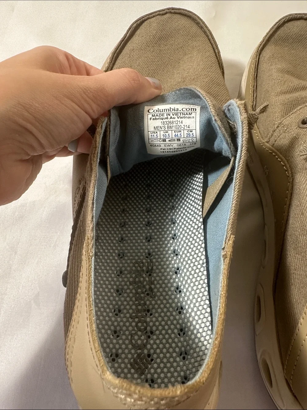 Columbia PFG Bahama Vent Boat Shoes Men’s 11.5 Tan Canvas Casual Comfort